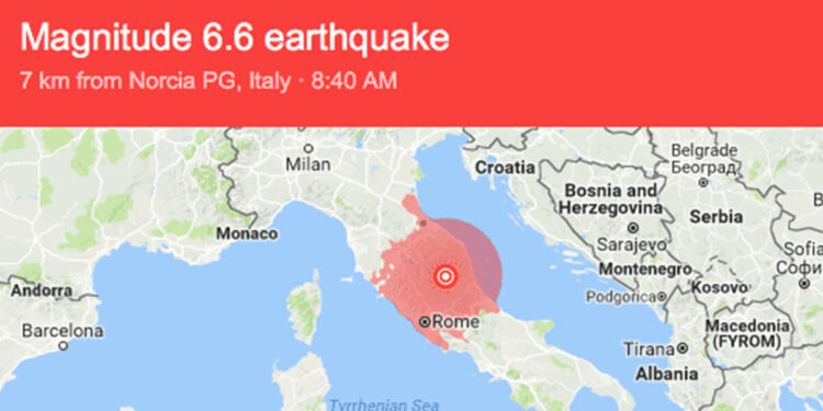 Quake measuring 6.6 magnitude strikes central Italy