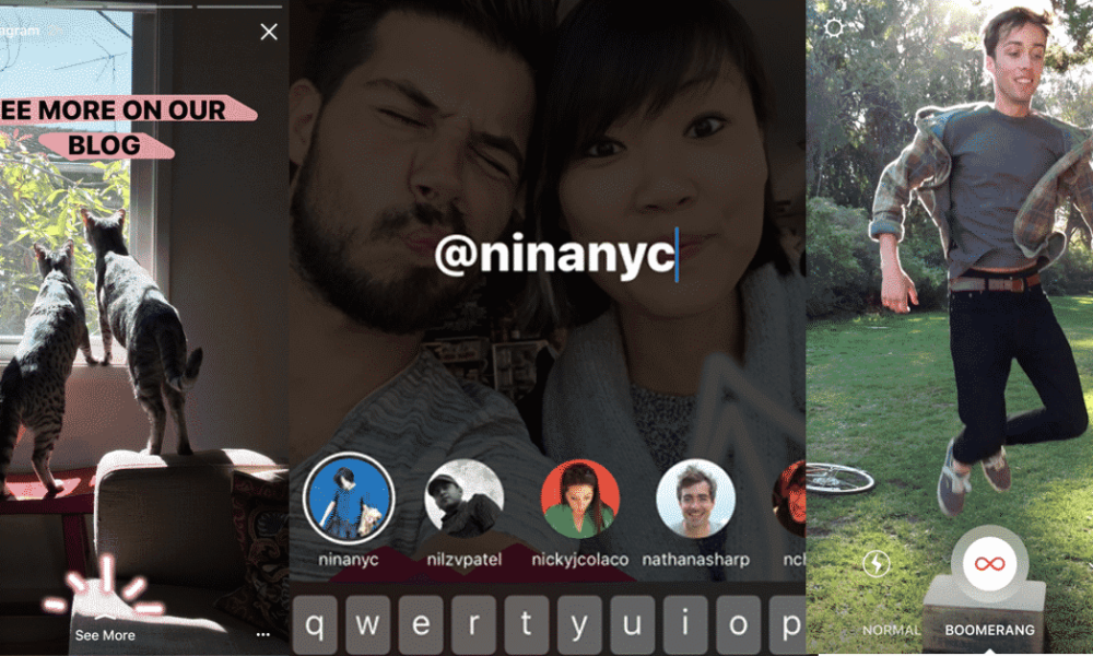 New to Instagram Stories: Boomerang, Mentions and Links