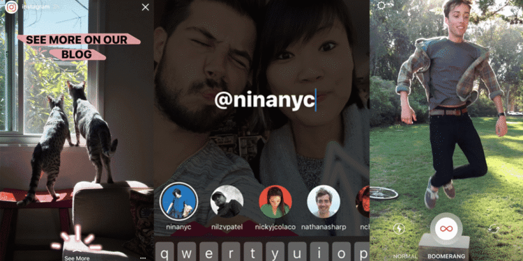 New to Instagram Stories: Boomerang, Mentions and Links