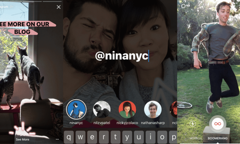 New to Instagram Stories: Boomerang, Mentions and Links