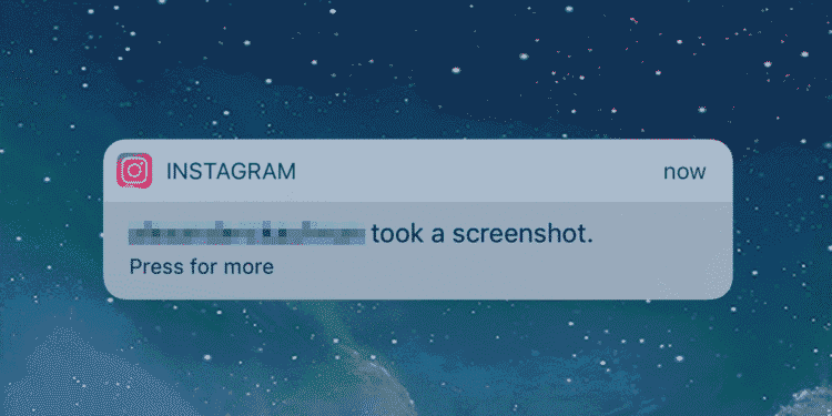 Instagram screenshot notification
