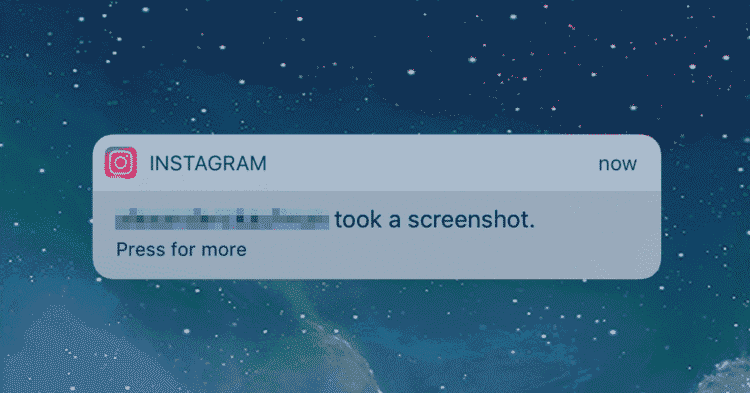 Instagram screenshot notification