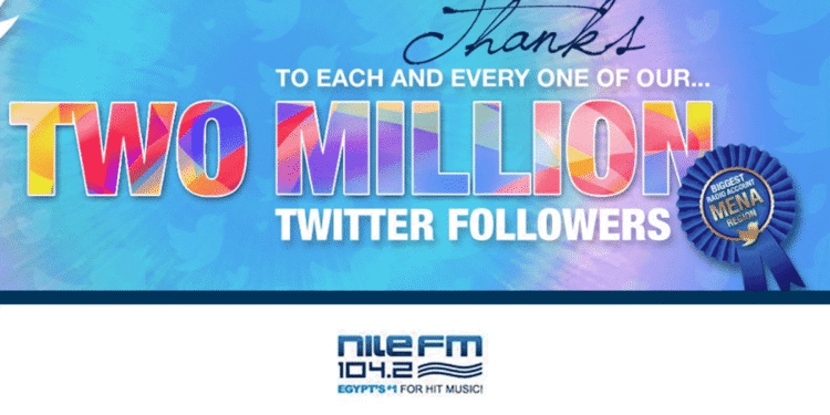 Nile FM, 2 million followers on twitter, Egypt, MENa region, most followed