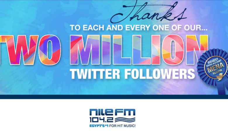 Nile FM, 2 million followers on twitter, Egypt, MENa region, most followed