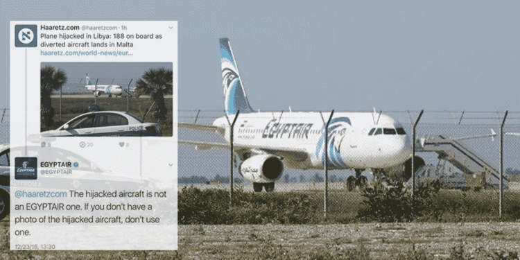 EgyptAir Lashes at Haaretz's Misleading Tweet, Egyptair, social media, Haaretz, Israel Egypt, Hijacked aircraft, plane hijacked, crisis management