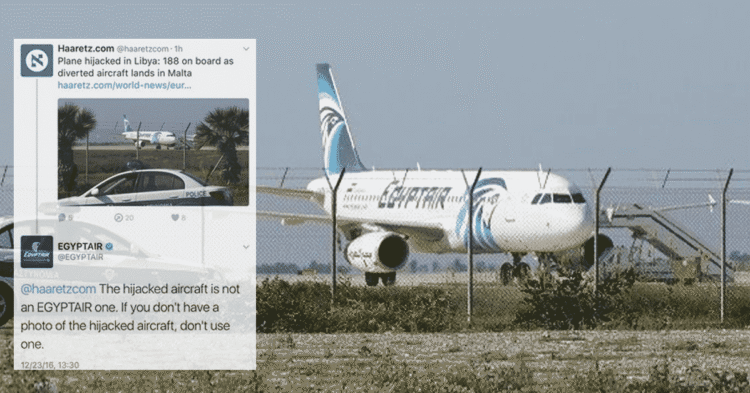 EgyptAir Lashes at Haaretz's Misleading Tweet, Egyptair, social media, Haaretz, Israel Egypt, Hijacked aircraft, plane hijacked, crisis management
