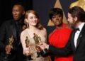 Best supporting actor winner Mahershala Ali, best actress winner Emma Stone, best supporting actress winner Viola Davis and best actor winner Casey Affleck