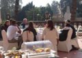 Will Smith with Zahi Hawass having breakfast at Mina house hotel, Giza, Egypt