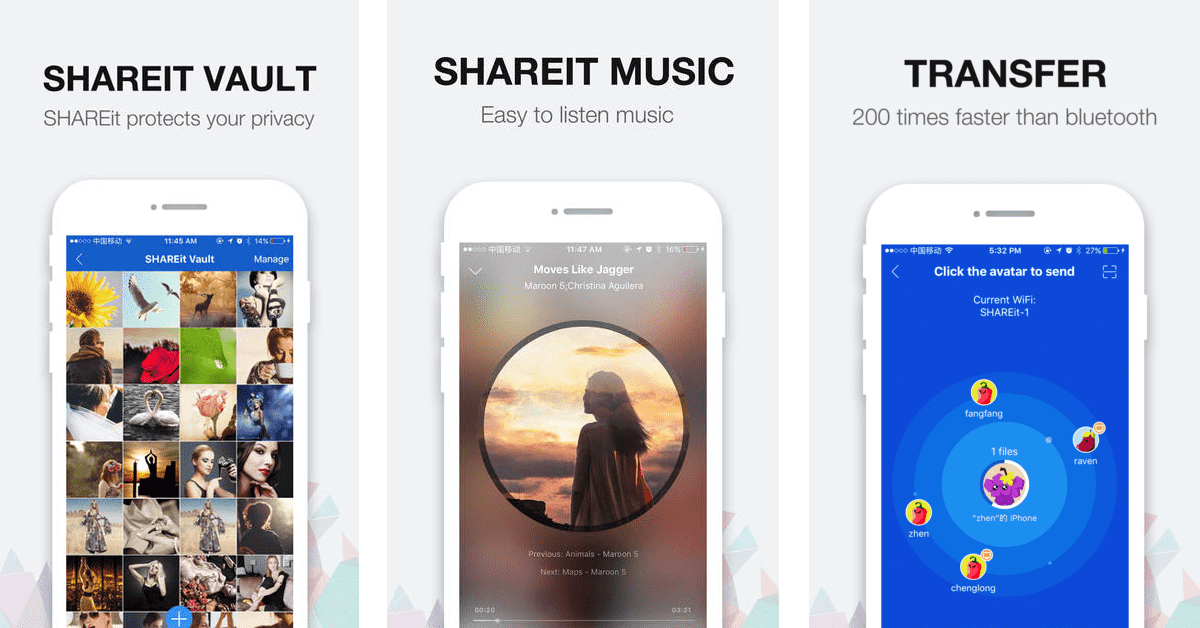 Shareit app for mobile and desktop to transfer files
