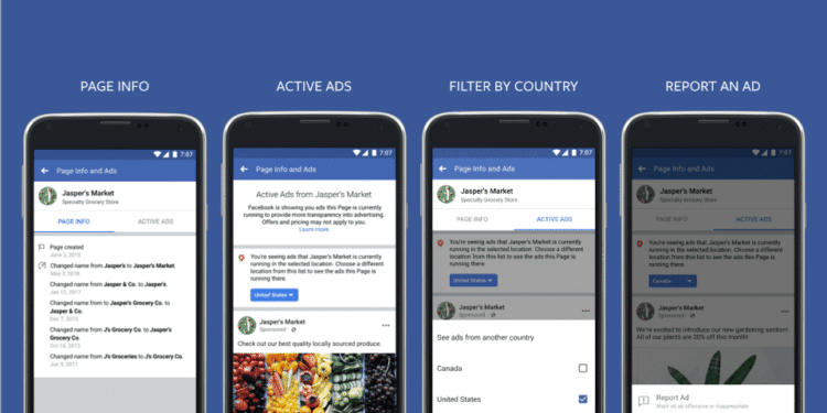 Facebook allows users to see all active ads run by a page for more transparency