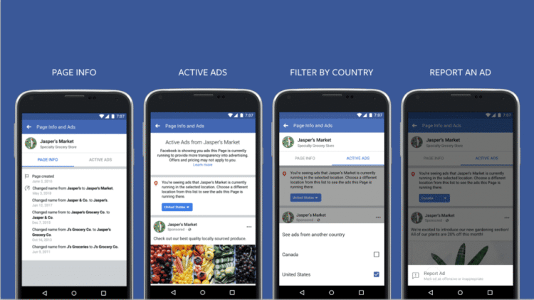 Facebook allows users to see all active ads run by a page for more transparency