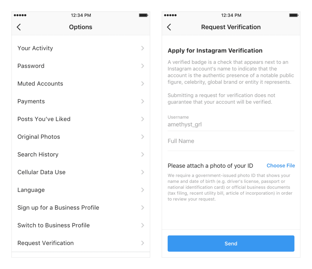 request instagram verified badge