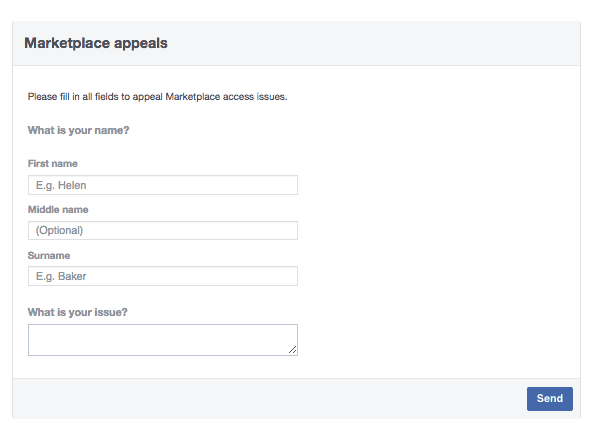 Restore Access To Facebook Marketplace Appeal Form