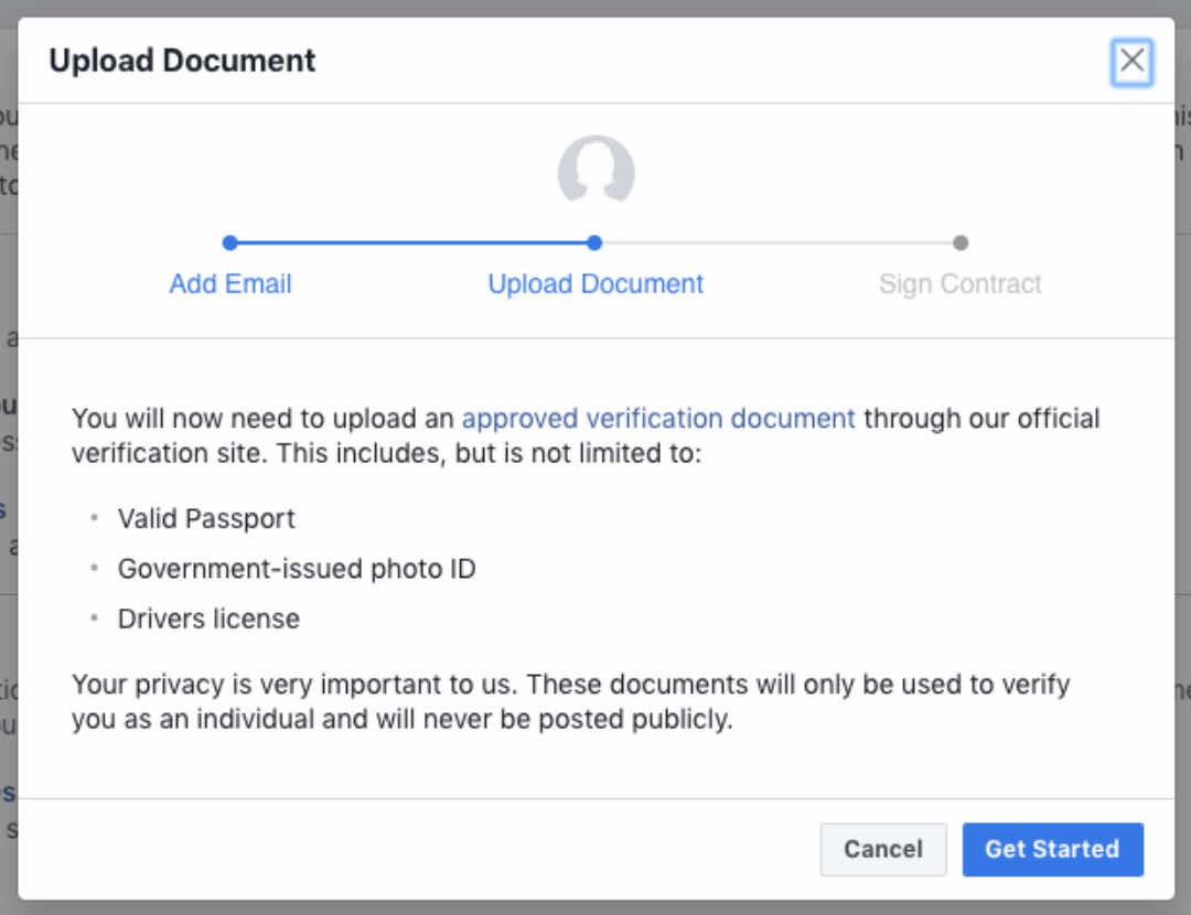 Facebook individual verification for developers