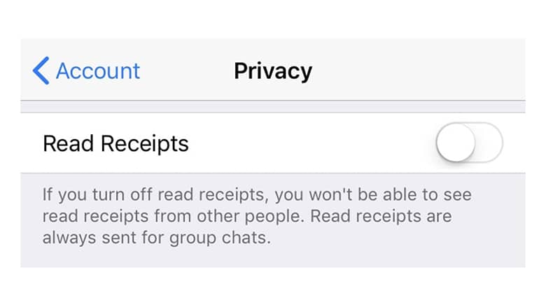 Turn off Read Receipts in WhatsApp Settings