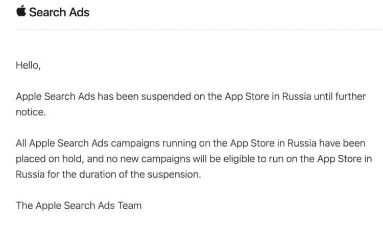 apple statement search ads in russia