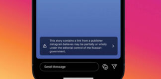 Instagram warns users who share Russian state media