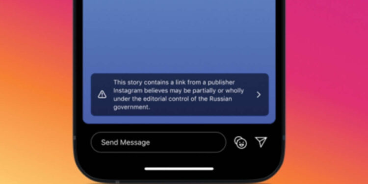 Instagram warns users who share Russian state media