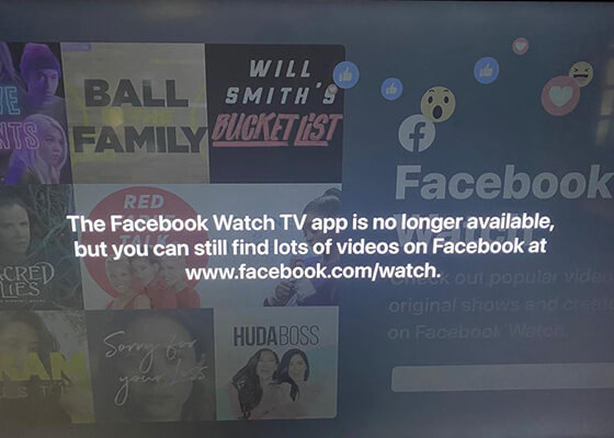 The Facebook Watch TV app is no longer available