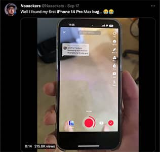 After releasing iPhone 14 Pro models last Friday, some users posted videos on Twitter and Reddit complaining about a bug in iPhone 14 Pro and Pro Max that caused the camera's shake and buzz.