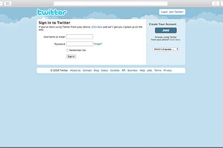 Twitter's Homepage 2009-2010