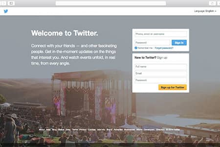 Twitter's Homepage 2014